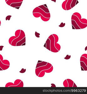 Pink hearts on a white background. For fabric, baby clothes, background, textile, wrapping paper and other decoration. Vector seamless pattern EPS 10