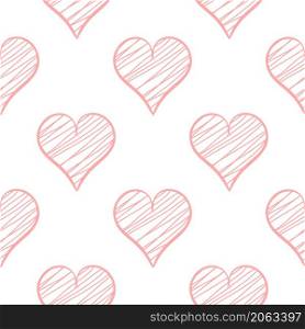 Pink hearts seamless pattern vector illustration. Background for valentine&rsquo;s day or wedding. Template for fabric, packaging, paper and design. Pink hearts seamless pattern vector illustration