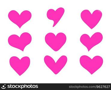 Pink hearts. Set of love symbol for web site logo, mobile app UI design. Design elements for Valentine's day and Mothers Day decoration. Vector illustration