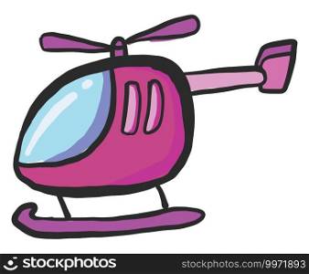 Pink helicopter, illustration, vector on white background