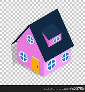 Pink house isometric icon 3d on a transparent background vector illustration. Pink house isometric icon
