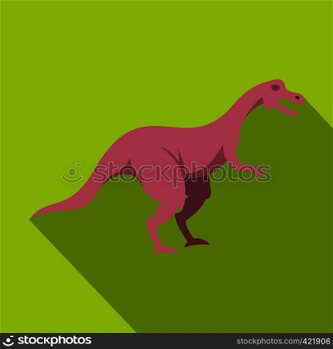 Pink hypsilophodon dinosaur icon. Flat illustration of pink hypsilophodon dinosaur vector icon for web isolated on lime background. Pink hypsilophodon dinosaur icon, flat style