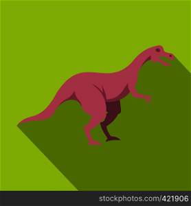 Pink hypsilophodon dinosaur icon. Flat illustration of pink hypsilophodon dinosaur vector icon for web isolated on lime background. Pink hypsilophodon dinosaur icon, flat style