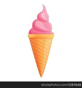 Pink ice cream icon. Cartoon of pink ice cream vector icon for web design isolated on white background. Pink ice cream icon, cartoon style