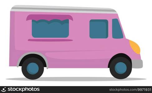 Pink ice cream truck, illustration, vector on white background
