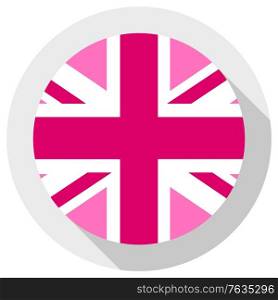 Pink Jack flag - LGBT pride community flag of Great Britain, round shape icon on white background