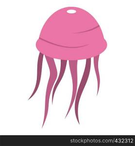 Pink jellyfish icon flat isolated on white background vector illustration. Pink jellyfish icon isolated
