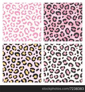 Pink leopard pattern. Seamless animal print, trendy wild cat design stylized background for fashion fabric, wallpaper vector texture. Stylish fashionable leopard textile, wrapping paper design.. Pink leopard pattern. Seamless animal print, trendy wild cat design stylized background for fashion fabric, wallpaper vector texture