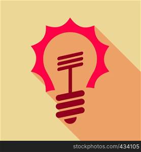 Pink light bulb icon. Flat illustration of pink light bulb vector icon for web. Pink light bulb icon, flat style