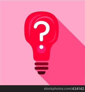 Pink light bulb with question mark inside icon. Flat illustration of pink light bulb with question mark inside vector icon for web. Pink light bulb with question mark inside icon