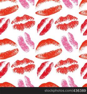 Pink lips kiss vector seamless pattern for valentines day february background, Illustration of kiss love pattern beauty. Pink lips kiss vector seamless pattern for valentines day february background
