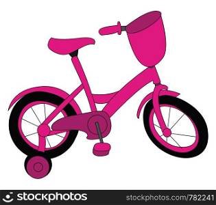 Pink little bike, illustration, vector on white background.