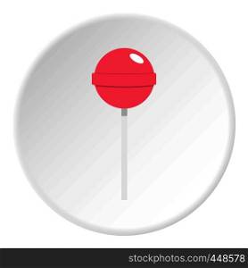 Pink lollipop icon in flat circle isolated vector illustration for web. Pink lollipop icon circle
