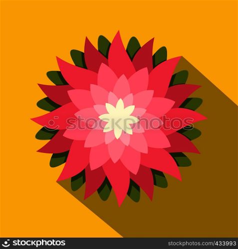 Pink lotus flower icon. Flat illustration of pink lotus flower vector icon for web on yellow background. Pink lotus flower icon, flat style