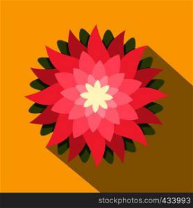 Pink lotus flower icon. Flat illustration of pink lotus flower vector icon for web on yellow background. Pink lotus flower icon, flat style