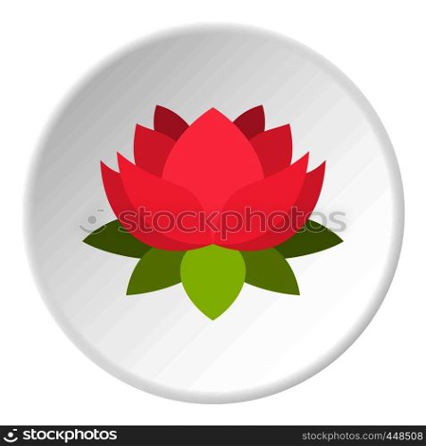 Pink lotus flower icon in flat circle isolated vector illustration for web. Pink lotus flower icon circle