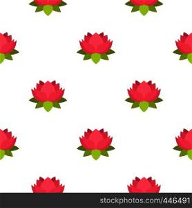 Pink lotus flower pattern seamless background in flat style repeat vector illustration. Pink lotus flower pattern seamless