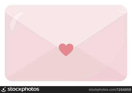 Pink love letter, illustration, vector on white background.