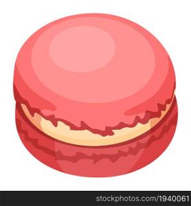 Pink macaroon candy. French biscuite dessert. Macaron cookie. Vector illustration.. Pink macaroon candy. French biscuite dessert. Macaron cookie.