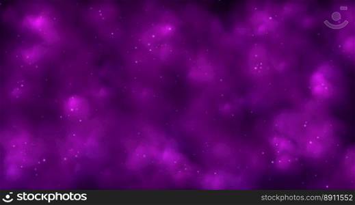Pink magic smoke, colorful fog with sparkles, glowing neon clouds, mistery background with particles, universe atmosphere with starlight. Vector illustration.. Pink magic smoke, transparent fog with sparkles, glowing colorful haze, mistery background with particles.