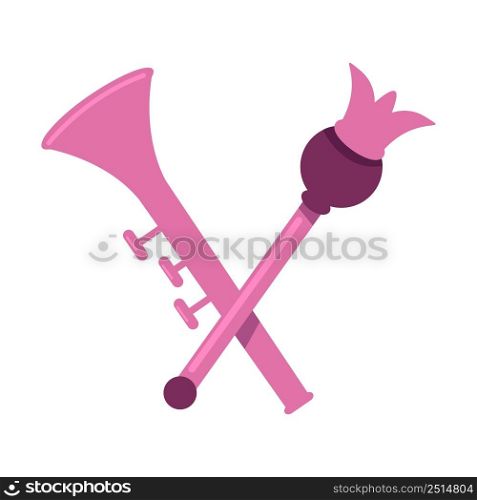 Pink musical woodwind instrument semi flat color vector object. Participating in orchestra. Full sized item on white. Simple cartoon style illustration for web graphic design and animation. Pink musical woodwind instrument semi flat color vector object