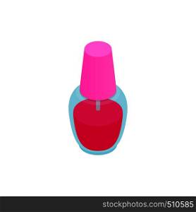 Pink nail polish bottle icon in isometric 3d style isolated on white background. Nail polish icon, isometric 3d style