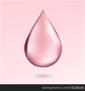 Pink oil or rose water perfume isolated on elegant background. High quality vector illustration.