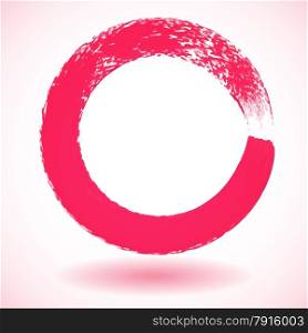 Pink paintbrush circle vector frame