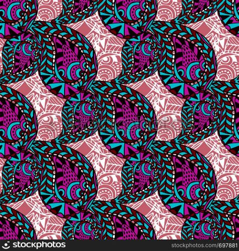 Pink paisley ornate seamless pattern. Seamless vector pattern can be used for wallpaper, pattern fill, textile, fabric, wrapping, surface textures. Pink paisley ornate seamless pattern. Seamless vector pattern can be used for wallpaper, pattern fills, textile, fabric, wrapping, surface textures