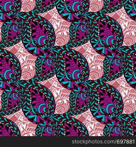 Pink paisley ornate seamless pattern. Seamless vector pattern can be used for wallpaper, pattern fill, textile, fabric, wrapping, surface textures. Pink paisley ornate seamless pattern. Seamless vector pattern can be used for wallpaper, pattern fills, textile, fabric, wrapping, surface textures