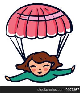Pink parachute, illustration, vector on white background