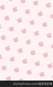 Pink peach pattern. Fresh fruit background. Vector illustration
