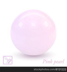 Pink pearl isolated on a white background. Glamorous design. Vector illustration.