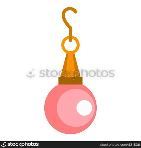 Pink pearl pendant icon flat isolated on white background vector illustration. Pink pearl pendant icon isolated