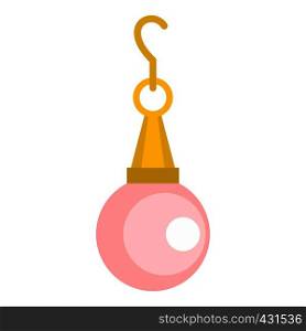 Pink pearl pendant icon flat isolated on white background vector illustration. Pink pearl pendant icon isolated