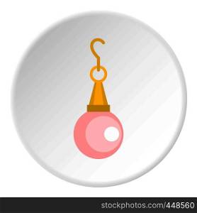 Pink pearl pendant icon in flat circle isolated vector illustration for web. Pink pearl pendant icon circle