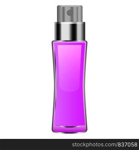 Pink perfume mockup. Realistic illustration of pink perfume vector mockup for web design isolated on white background. Pink perfume mockup, realistic style