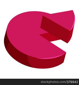 Pink pie chart icon. Cartoon illustration of pink pie chart vector icon for web. Pink pie chart icon, cartoon style
