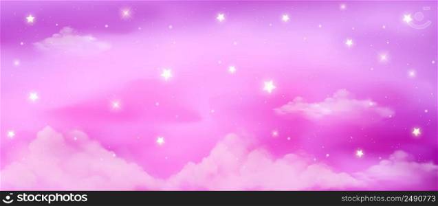 Pink pink sky with clouds and stars. Magik cute girly background. Sweet sugar backdrop. Vector wallpaper. Pink pink sky with clouds and stars. Magik cute girly background. Sweet sugar backdrop. Vector wallpaper.