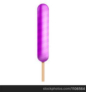 Pink popsicle icon. Realistic illustration of pink popsicle vector icon for web design. Pink popsicle icon, realistic style