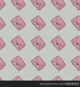 Pink post card letters seamless doodle pattern. Old communication way artwork with grey background. Great for fabric design, textile print, wrapping, cover. Vector illustration.. Pink post card letters seamless doodle pattern. Old communication way artwork with grey background.