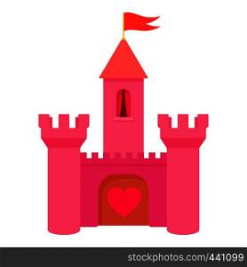 Pink princess castle icon. Cartoon illustration of pink princess castle vector icon for web. Pink princess castle icon, cartoon style