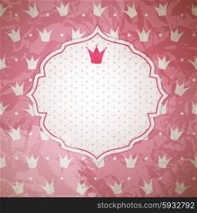 Pink Princess Crown Background Vector Illustration. EPS10