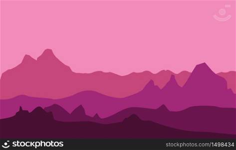 Pink Purple Mountain and Desert Landscape Illustration