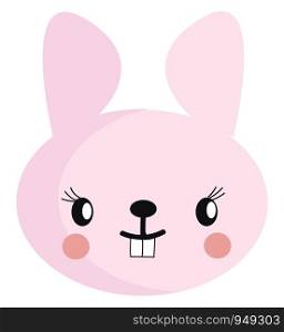 Pink rabbit face expression illustration vector on white background