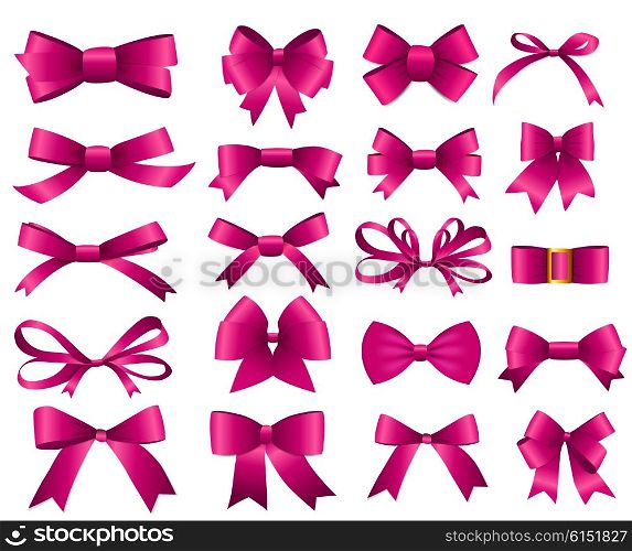 Pink Ribbon and Bow Set for Your Design. Vector illustration EPS10. Pink Ribbon and Bow Set for Your Design. Vector illustration