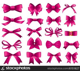 Pink Ribbon and Bow Set for Your Design. Vector illustration EPS10. Pink Ribbon and Bow Set for Your Design. Vector illustration