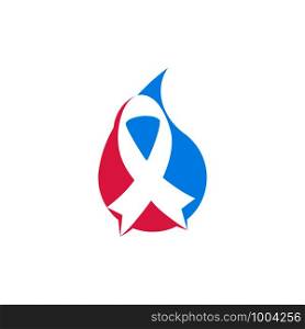 Pink ribbon and water drop vector logo design. Breast cancer awareness symbol. October is month of Breast Cancer Awareness in the world.