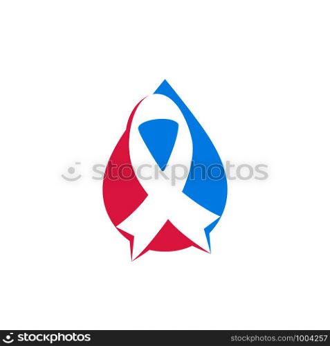 Pink ribbon and water drop vector logo design. Breast cancer awareness symbol. October is month of Breast Cancer Awareness in the world.