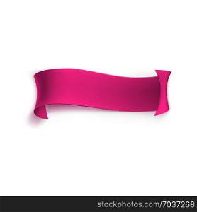 Pink ribbon banner from ribbons or paper. Scroll of parchment